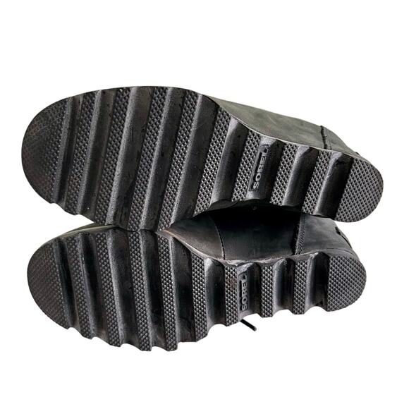 Sorel Conquest Wedge Black Leather Boots Bootie Womens Size 6 - Picture 8 of 9